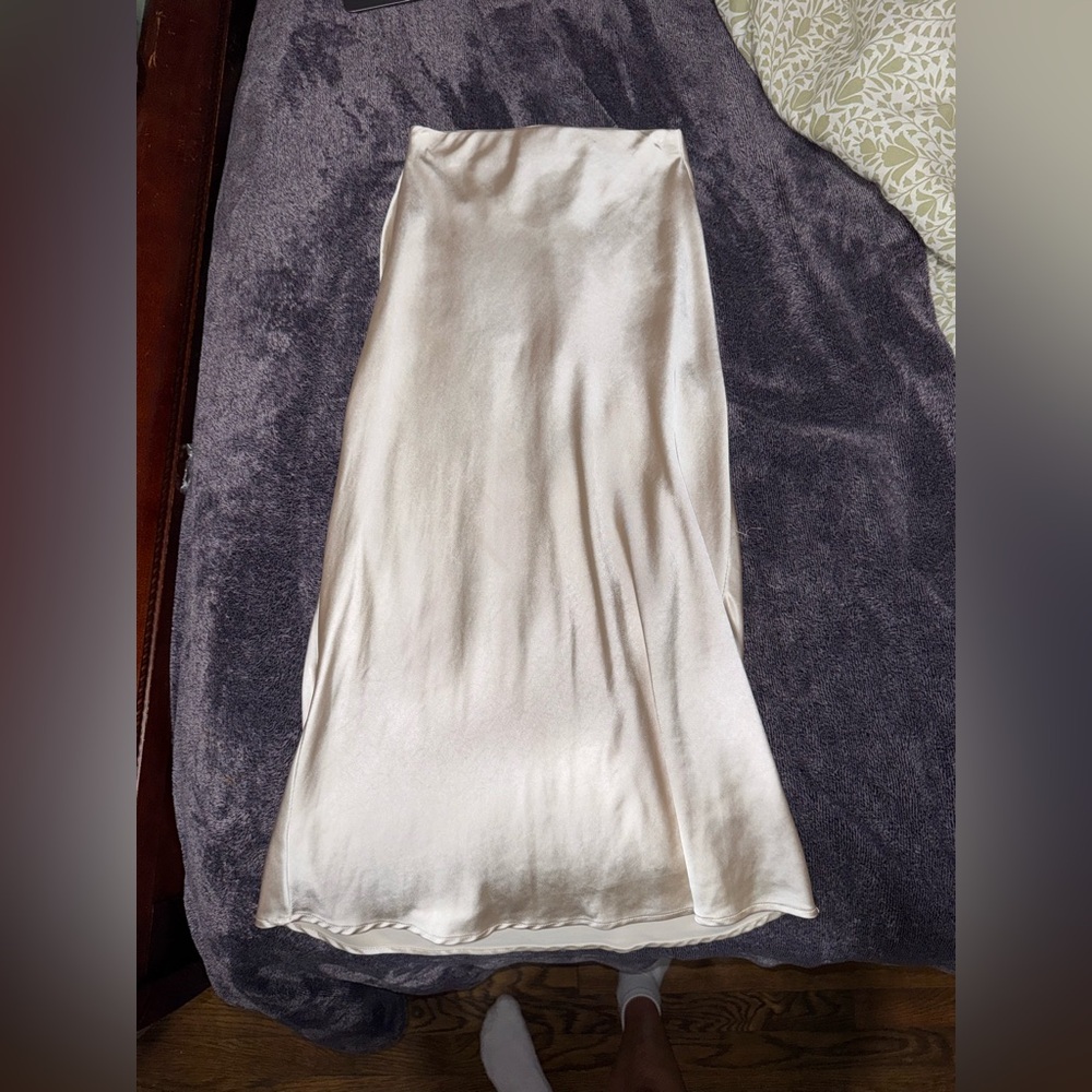 Elegant Cream Satin Skirt